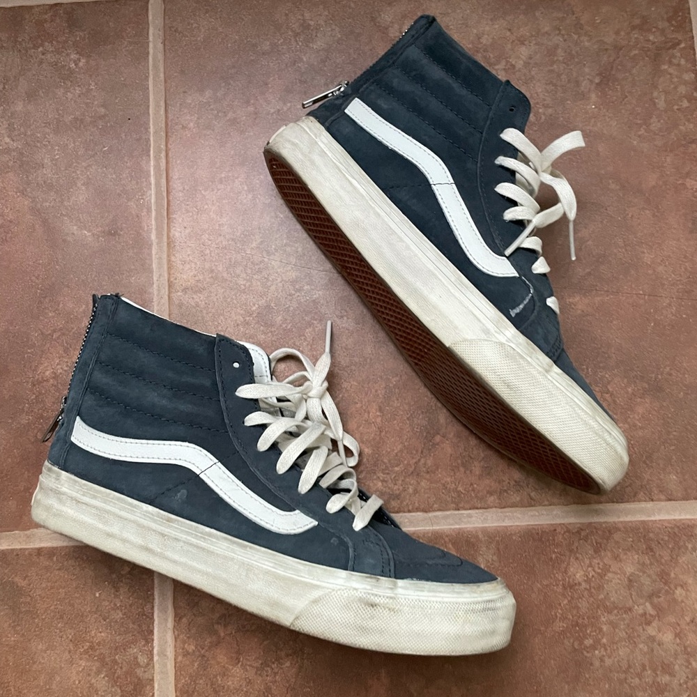 Hightop vans, Navy blue suede, Size 7.